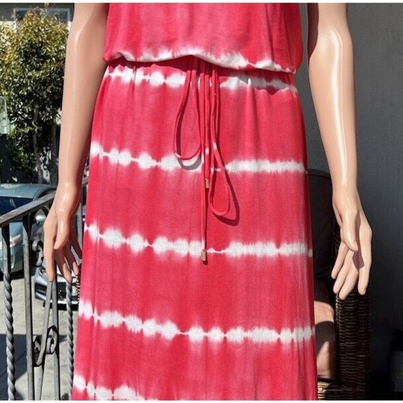 Calvin Klein Watermelon Pink Tie Dye Stretch Jersey Maxi or Midi Dress Size XS - Picture 7 of 9